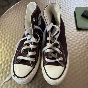 Brown Converse platform high tops